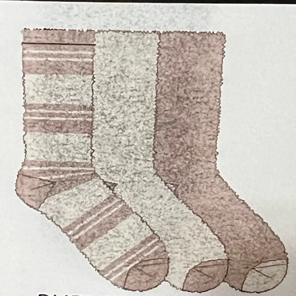 Cuddl Duds Cozy Crew Socks - Pink and Cream